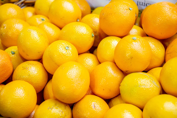 Citrus fruits at the market display stall