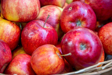 Apples at the market display stall