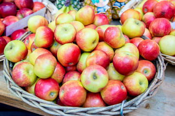 Apples at the market display stall