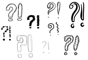 question mark exclamation point interrogation point exclamation mark icon set q and a hand drawing sketches vector illustration