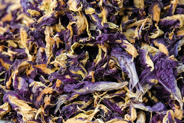 Dry pea flowers for nature background or texture - violet concept.