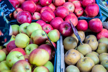 Apples at the market display stall