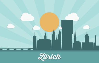Zurich skyline - Switzerland - vector illustration - Vector