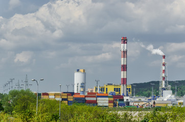 Fototapeta na wymiar POWER PLANT AND HEATING PLANT - Industrial infrastructure of the city