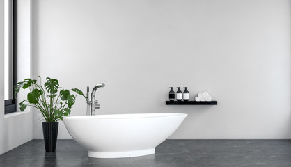 Fototapeta na wymiar Modern minimalist black and white bathroom