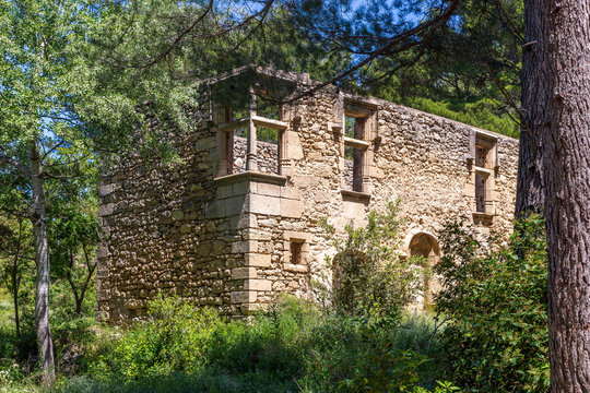 Salon, France. 05-30-2019- Remains of the  Bailli de Suffren hunting lodge , at the Tallagard mountain near Salon de Provence France.