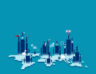 Trade and economy around the world. Concept business vector illustration, Trade War, Growth, Investor & Investment.