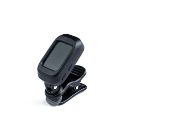 Tuner for guitar isolated on white background.Copy space