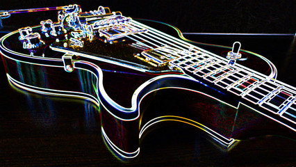 abstract neon guitar