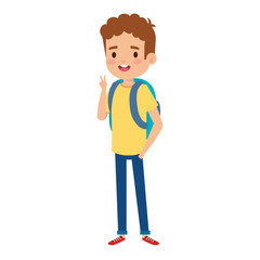 happy little boy with school bag