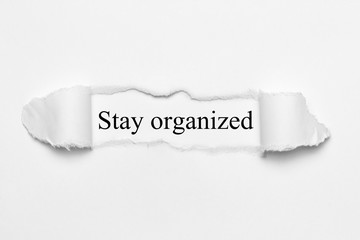 Stay organized on white torn paper