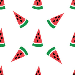 Seamless pattern with hand drawn watermelons. Childish texture for fabric, textile, vector fill. Vector background 