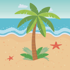Fototapeta na wymiar Palm tree of summer season design vector illustration
