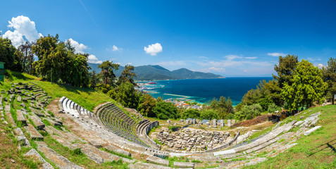 Ancient theater ruins, archaeological site in Limenas, Thassos island, Greece