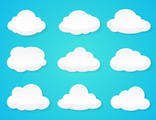 Flat vector clouds Decorated separately from the background