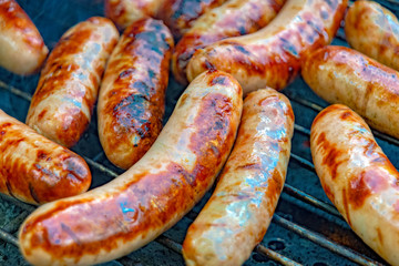 Bratwurst on the charcoal grill