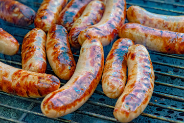 Bratwurst on the charcoal grill