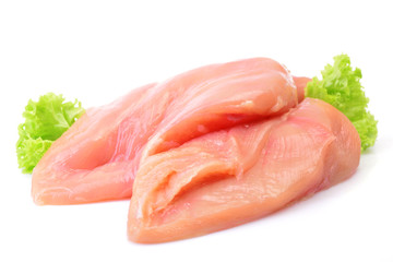 Chicken meat on a white background