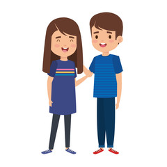 cute little kids couple characters