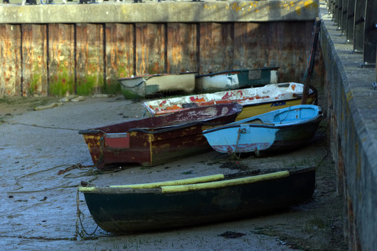 Boats all lined up in a row