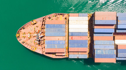 Cargo container in factory harbor at industrial estate for import export around in the world, Trade...