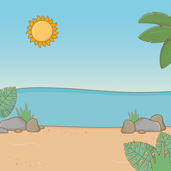 Fototapeta na wymiar Landscape of sea and beach design vector illustration