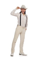 Man in funny concept isolated on white