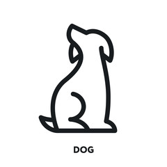 Dog Pet Sitting. Vector Flat Line Stroke Icon.