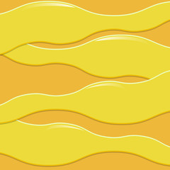  illustration abstract image of yellow wavy volumetric shapes with highlights and shadows on an orange background