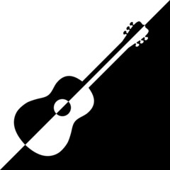 Acoustic guitar design. Illustration logo design of acoustic guitars in black and white variants