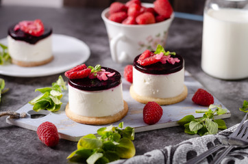 Homemade rapsberry cheesecake