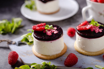 Homemade rapsberry cheesecake