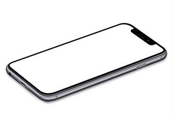 mobile phone with a blank screen lying on a flat surface. High Resolution Vector eps10