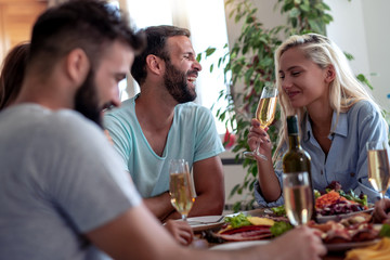 Group of friends having great time together