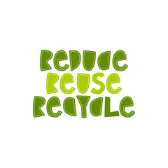 Reduce, Reuse, Recycle - hand lettering zero waste slogan.