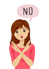 Teen Girl Say No Illustration