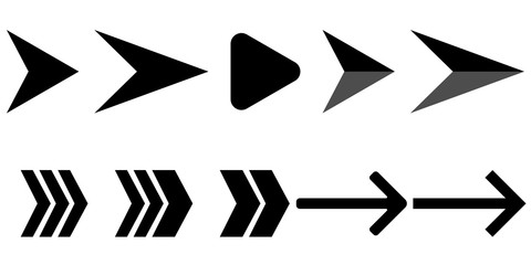 set of black and white modern arrows
