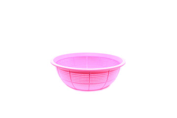 Pink plastic basket on isolated