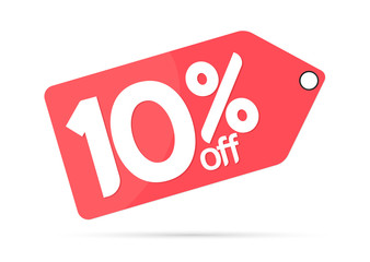 Sale 10% off tag, discount banner design template, vector illustration