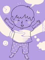 Obraz premium Kid Boy Child Raising Parent Time Illustration