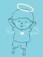 Kid Boy Little Angel Illustration