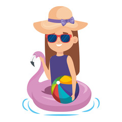 little girl with flemish float and beach balloon