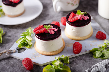 Homemade rapsberry cheesecake