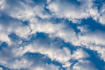 The background of the white clouds is a group in the blue sky.