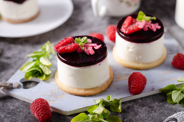 Homemade rapsberry cheesecake