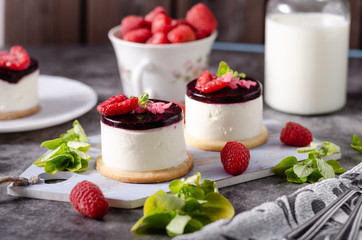 Homemade rapsberry cheesecake