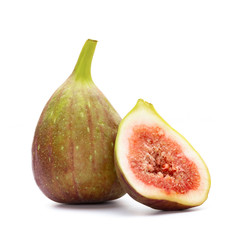 Fig fruits isolated on white background. Top view. Flat lay pattern