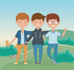 Friendship of boys cartoons design