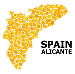 Gold Rotated Square Pattern Map of Alicante Province