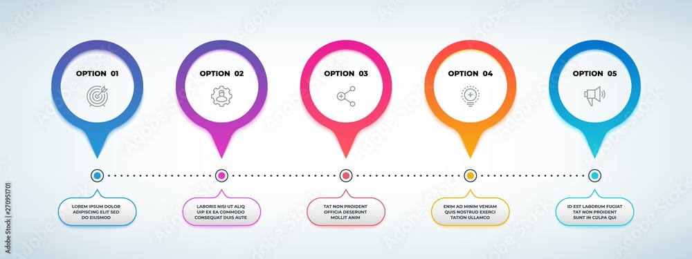 Poster realistic step infographic. 3d option flow chart, timeline graph template, business presentation ban